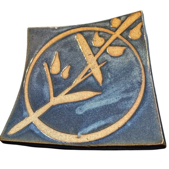 Stoneware Sushi Soy Sauce Curved Small Dish Dipping Trays (2) VTG Art Pottery - Picture 3 of 9